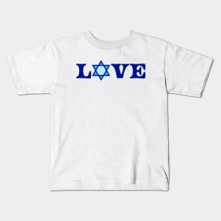 Blue Love Design Written With a Jewish Star of David, made by EndlessEmporium Kids T-Shirt